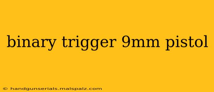 binary trigger 9mm pistol