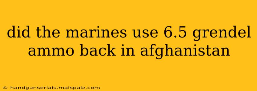 did the marines use 6.5 grendel ammo back in afghanistan